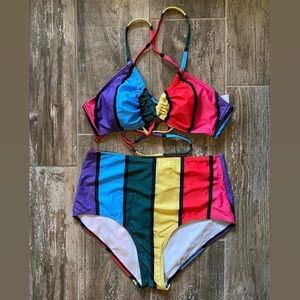 ModCloth NWT swimsuit set high-waist stripes